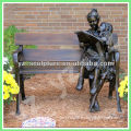 garden bronze mother child reading book on beach sculptures BFSN-D066